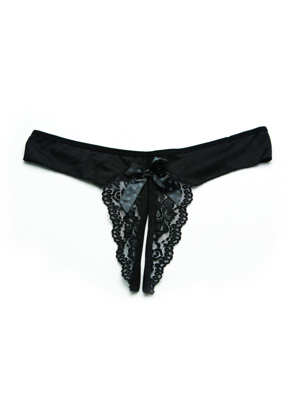 STRETCH LACE MESH OPEN FRONT PANTY