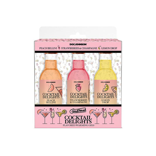 GoodHead Cocktail Delights - 2 oz Bottles, Peach Bellini, Strawberries & Champagne, Lemon Drop