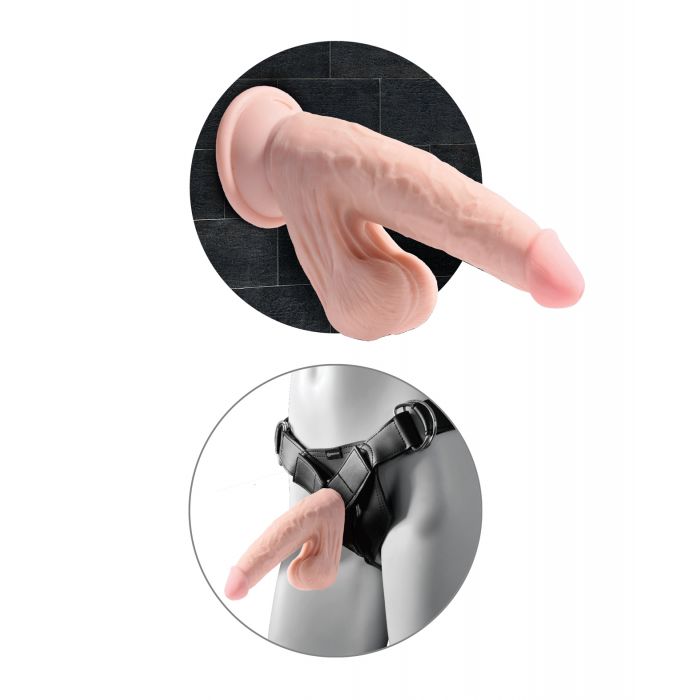 King Cock Plus 7" Triple Density Cock w/Swinging Balls - Ivory