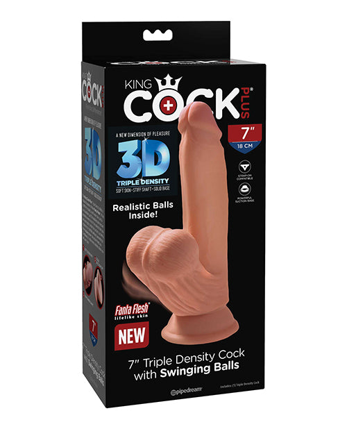 King Cock Plus 7" Triple Density Cock w/Swinging Balls - Ivory