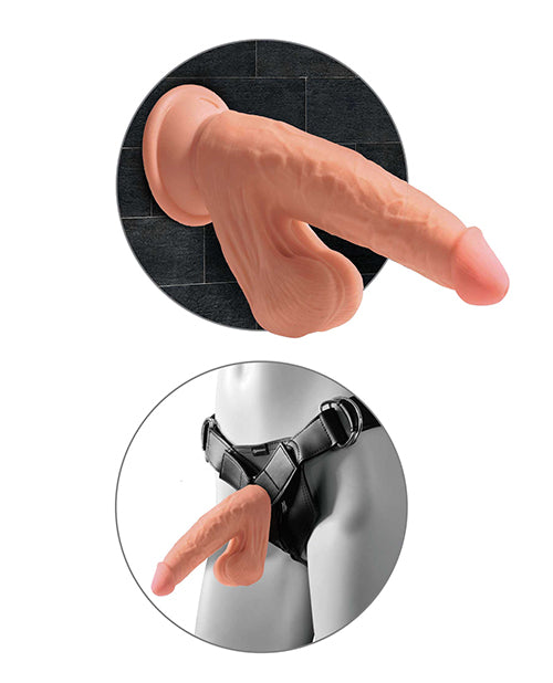 King Cock Plus 7" Triple Density Cock w/Swinging Balls - Ivory