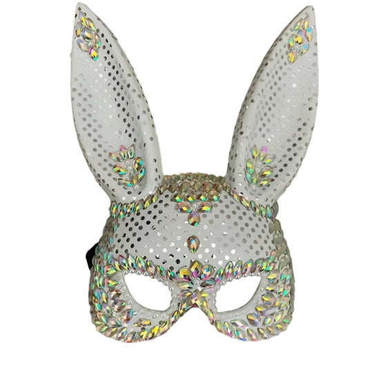 Fever White Jewel Sequin Rabbit Mask